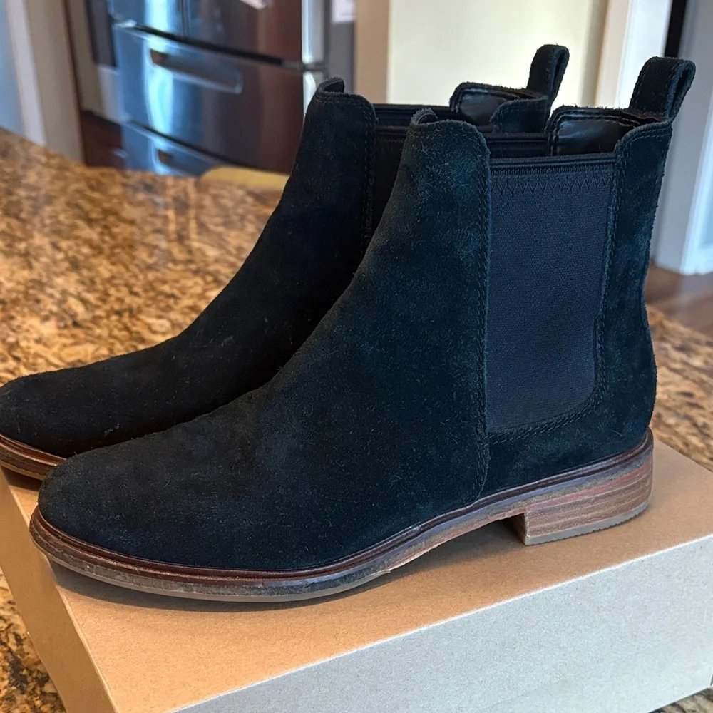Clarks Black Suede Ankle Boots - Picture 4 of 7